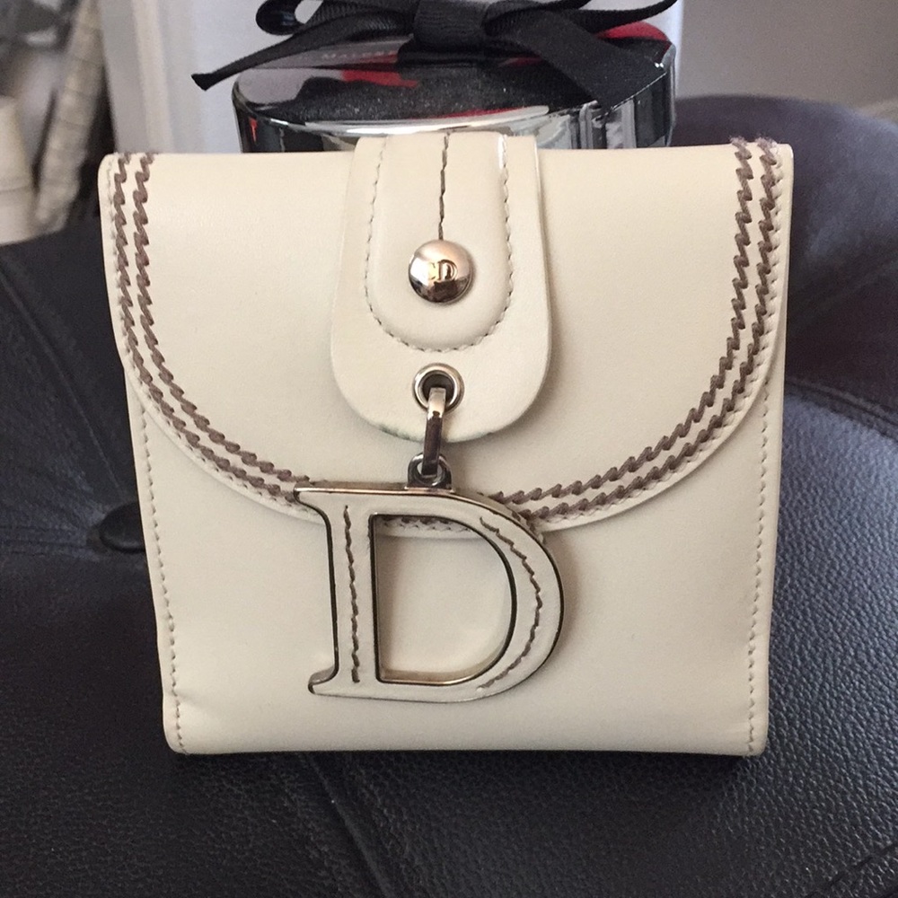 Dior D charm trifold wallet